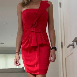New with tags! Red BCBGMAXAZRIA one shoulder cocktail dress